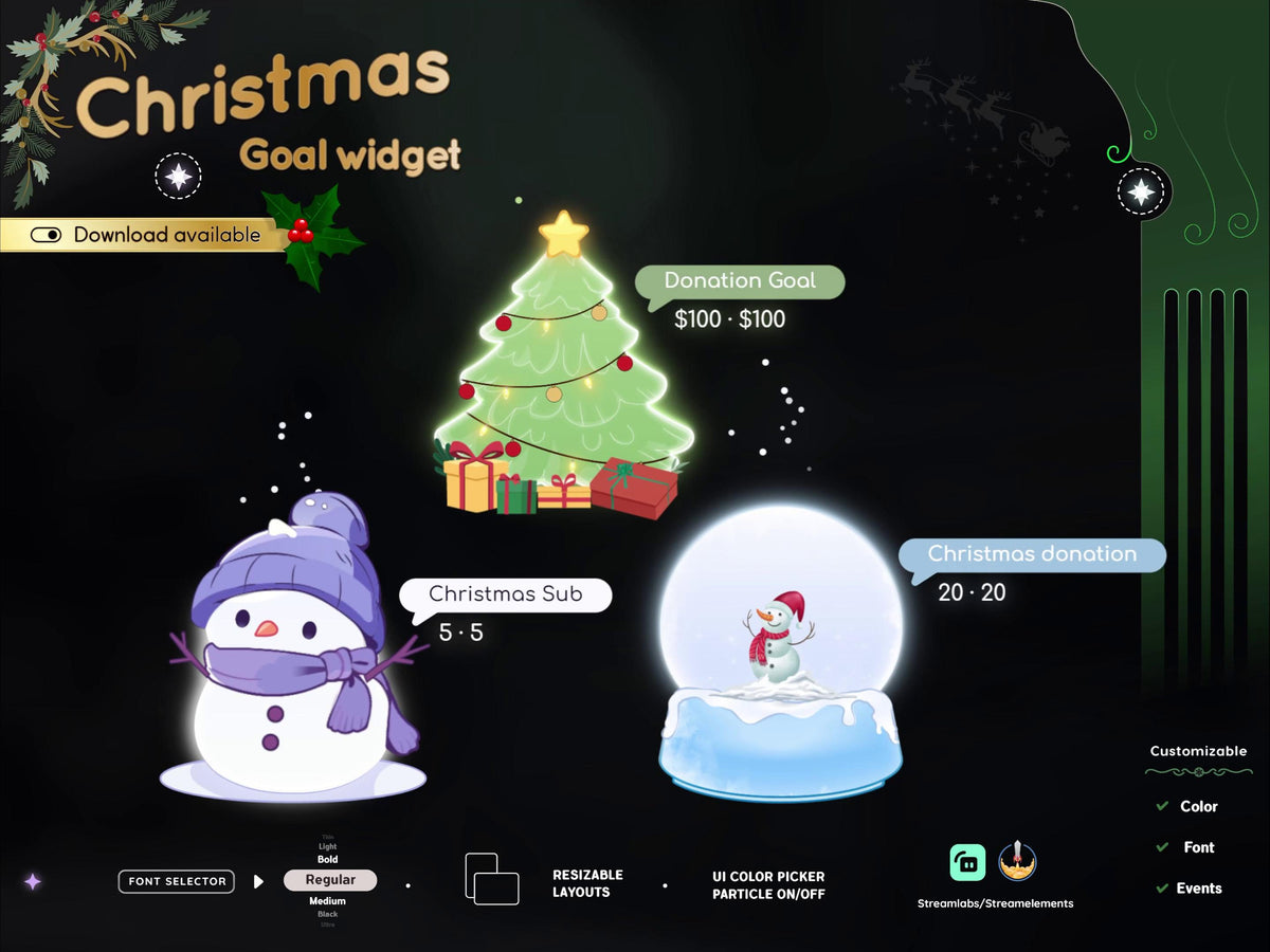Christmas Goal Widget: Twitch Stream Overlay (Streamlabs, Streamelements)