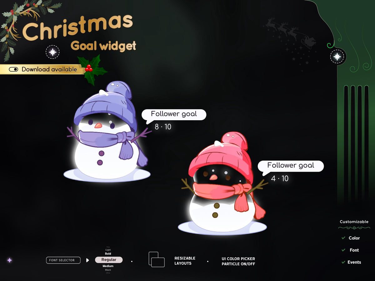 Christmas Goal Widget: Twitch Stream Overlay (Streamlabs, Streamelements)