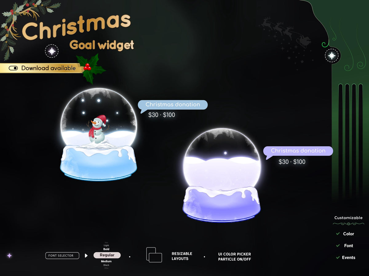 Christmas Goal Widget: Twitch Stream Overlay (Streamlabs, Streamelements)