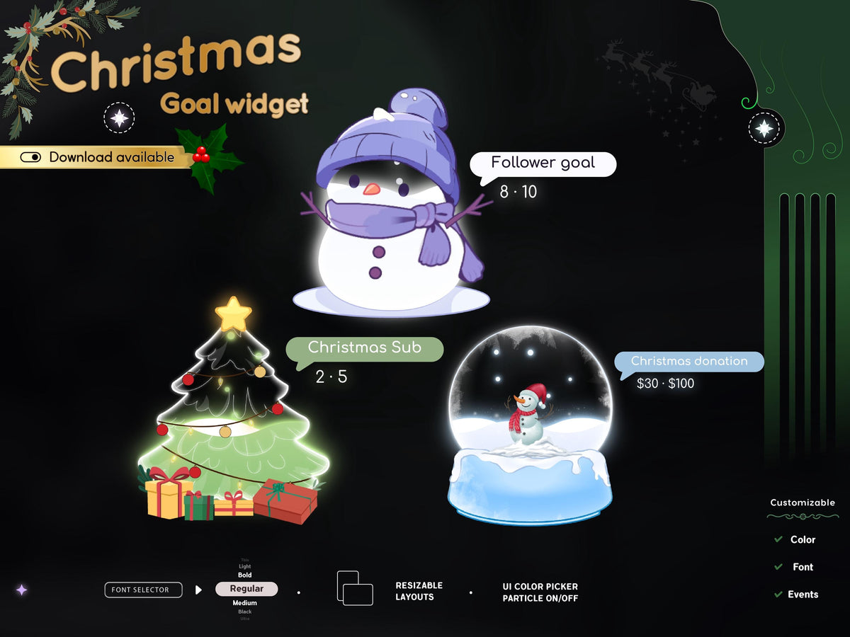 Christmas Goal Widget: Twitch Stream Overlay (Streamlabs, Streamelements)