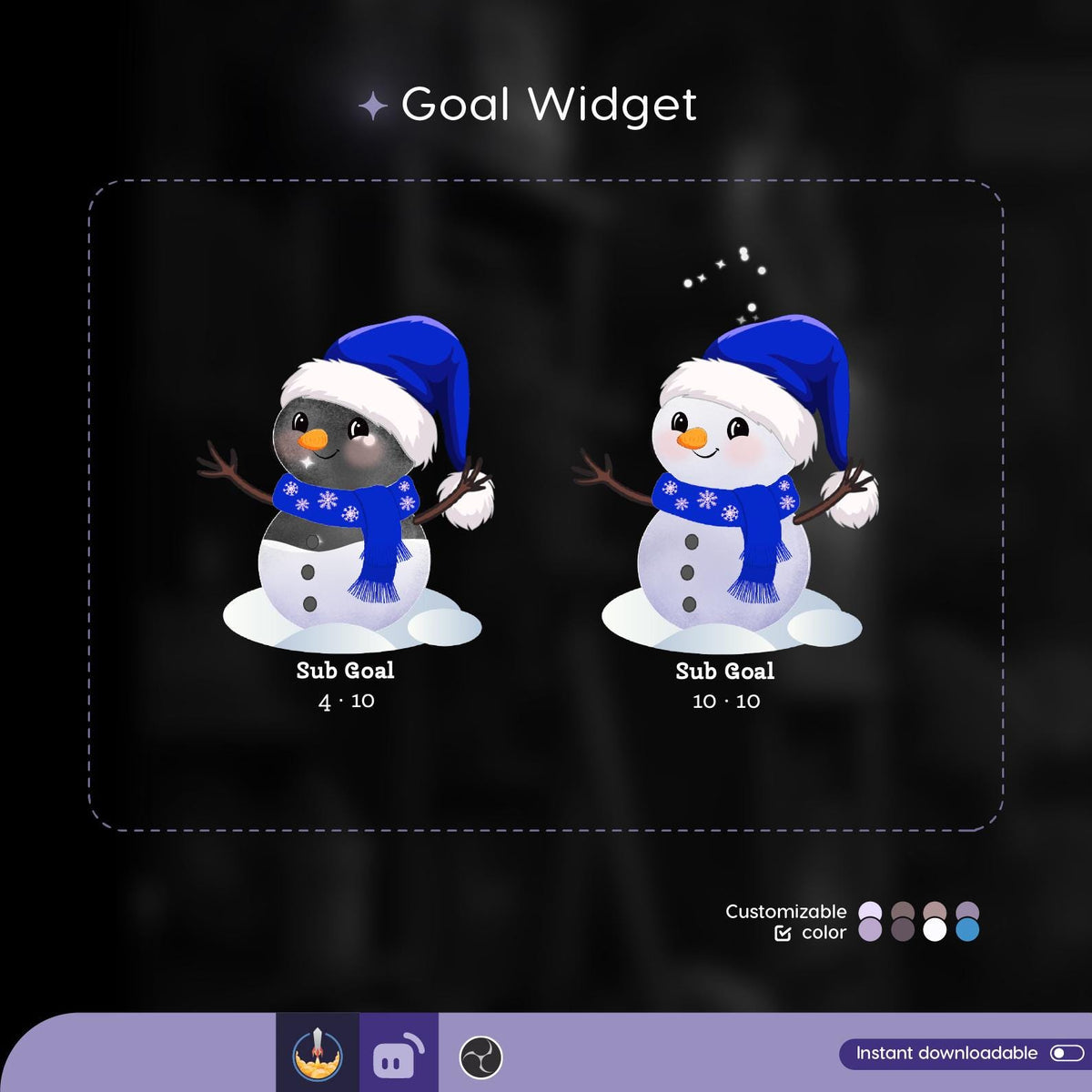 Customizable Snowman Goal Widget for Twitch, Streamlabs, TikTok (Digital Download)