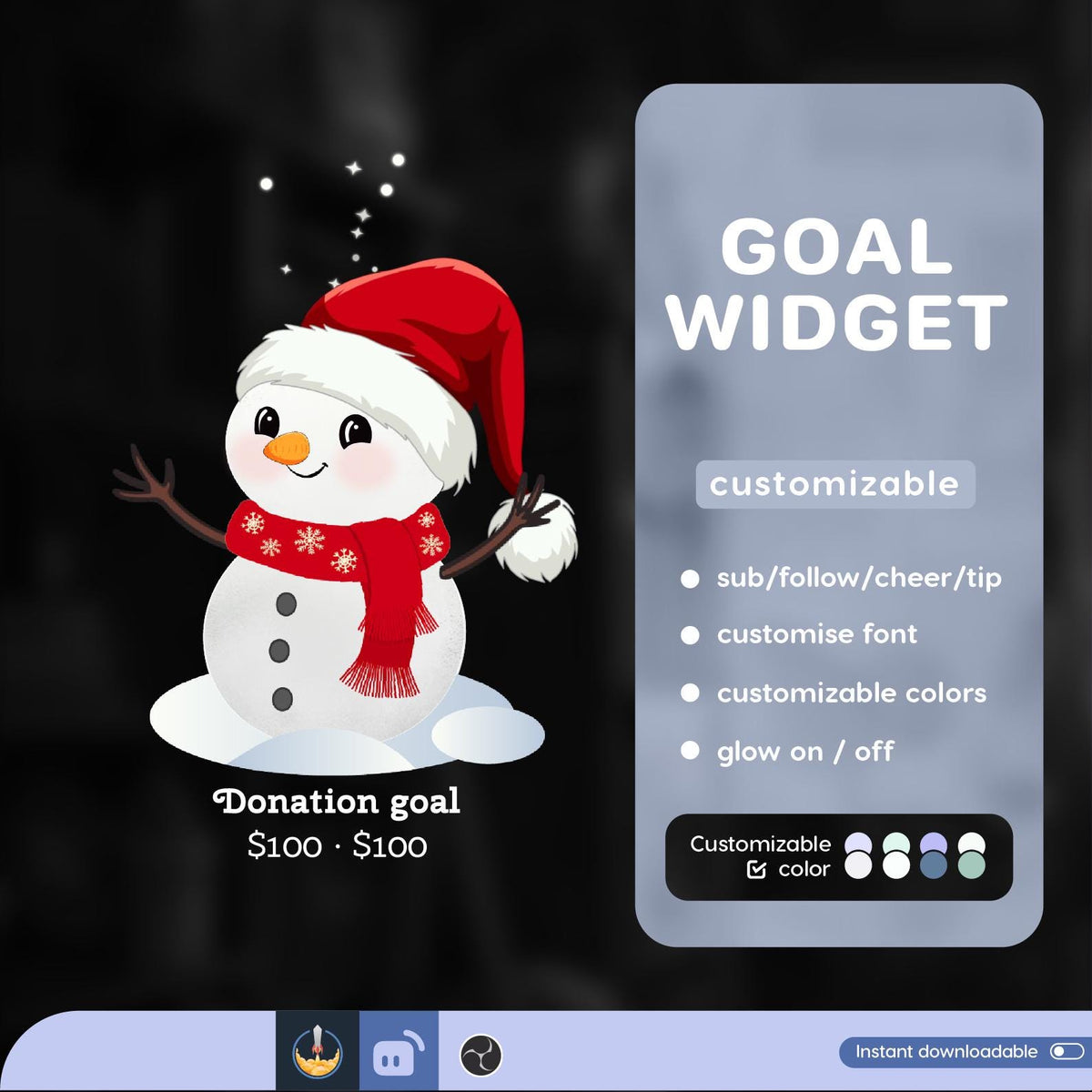 Customizable Snowman Goal Widget for Twitch, Streamlabs, TikTok (Digital Download)