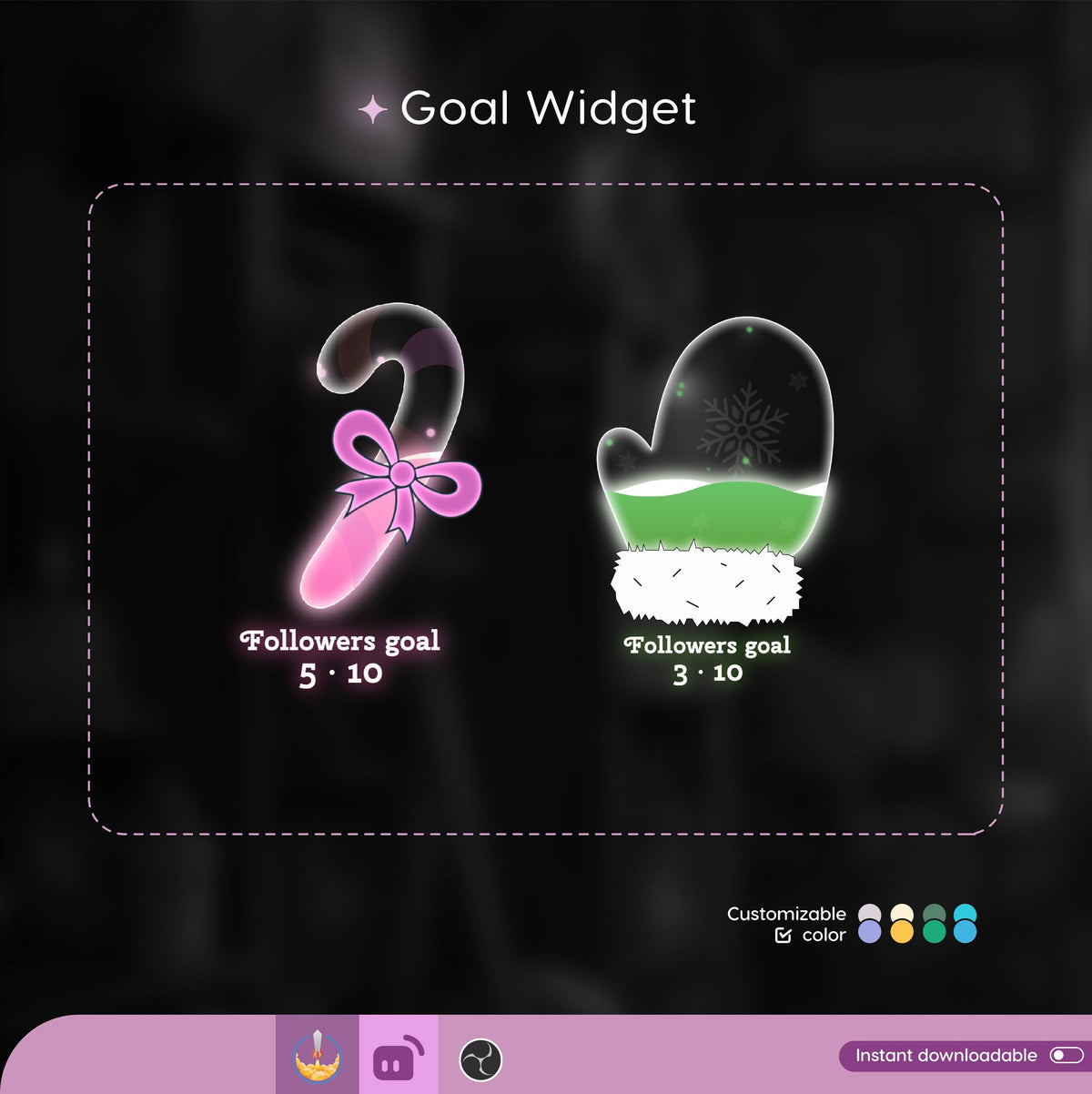 Christmas Stream Goal Widget, Customizable Liquid Fill (Digital Download)