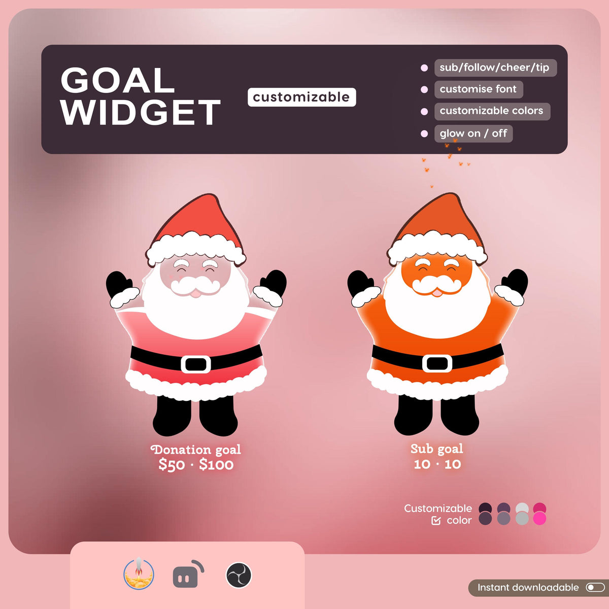 Santa Liquid Filling Goal Widget is fully customisable