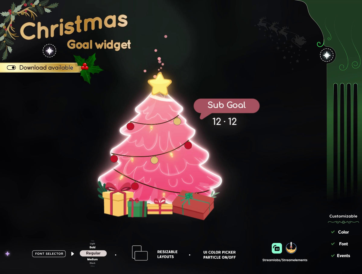 Christmas Tree Liquid Filling Goal Widget for Twitch - Streamlabs & Streamelements