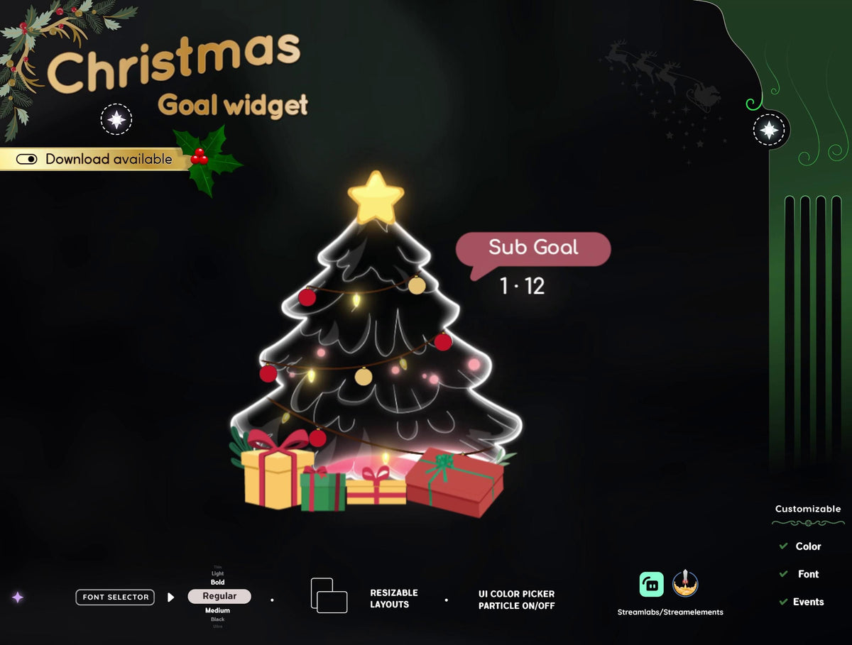Christmas Tree Liquid Filling Goal Widget for Twitch - Streamlabs & Streamelements