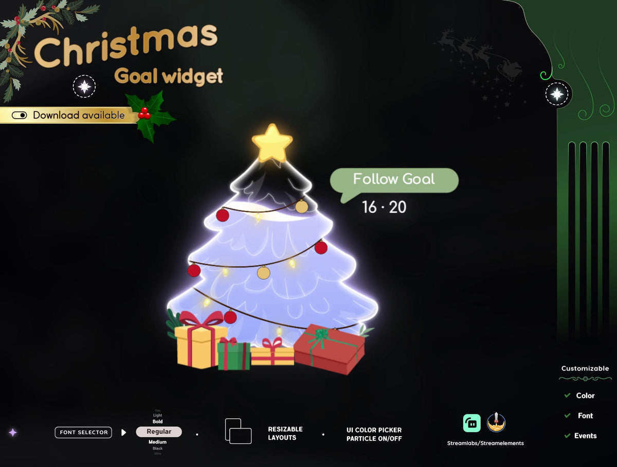 Christmas Tree Liquid Filling Goal Widget for Twitch - Streamlabs & Streamelements