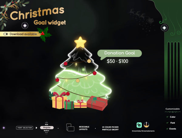 Christmas Tree Liquid Filling Goal Widget for Twitch - Streamlabs & Streamelements