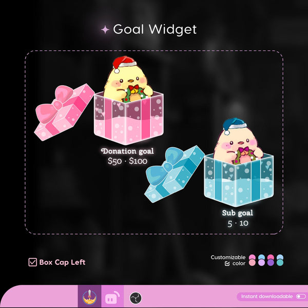 Christmas Gift Box Filling Goal Widget, Custom Stream Overlay (Digital Download)