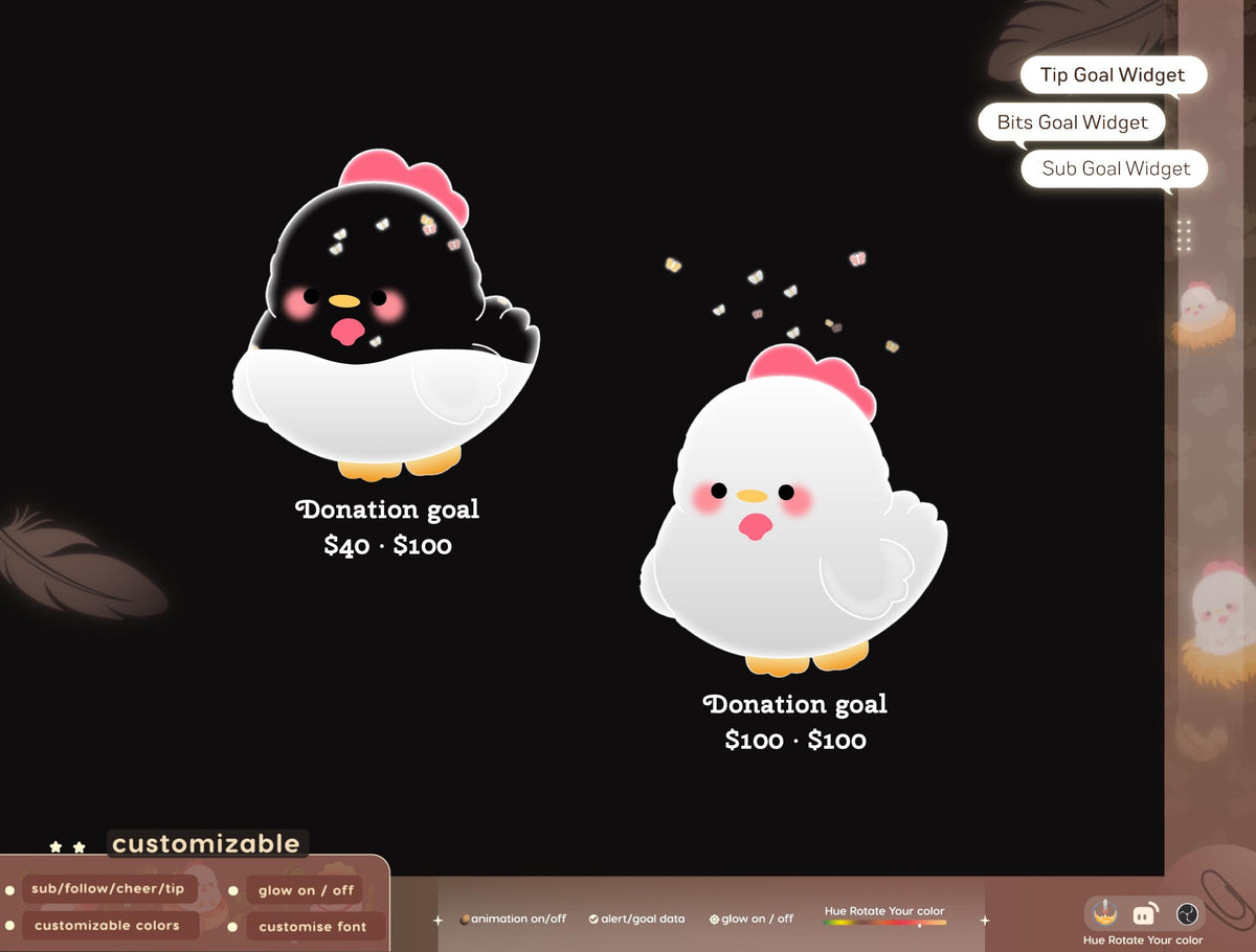 Animated Chicken Goal Widget, Stream Overlay (Digital Download)