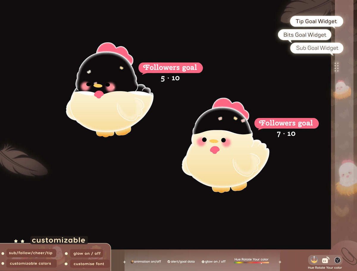 Animated Chicken Goal Widget, Stream Overlay (Digital Download)