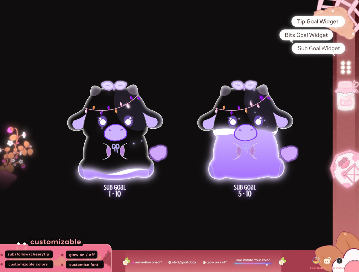 Cow Liquid Filling Goal Widget | Twitch Streamlabs, TikTok Studio, and Streamelements.