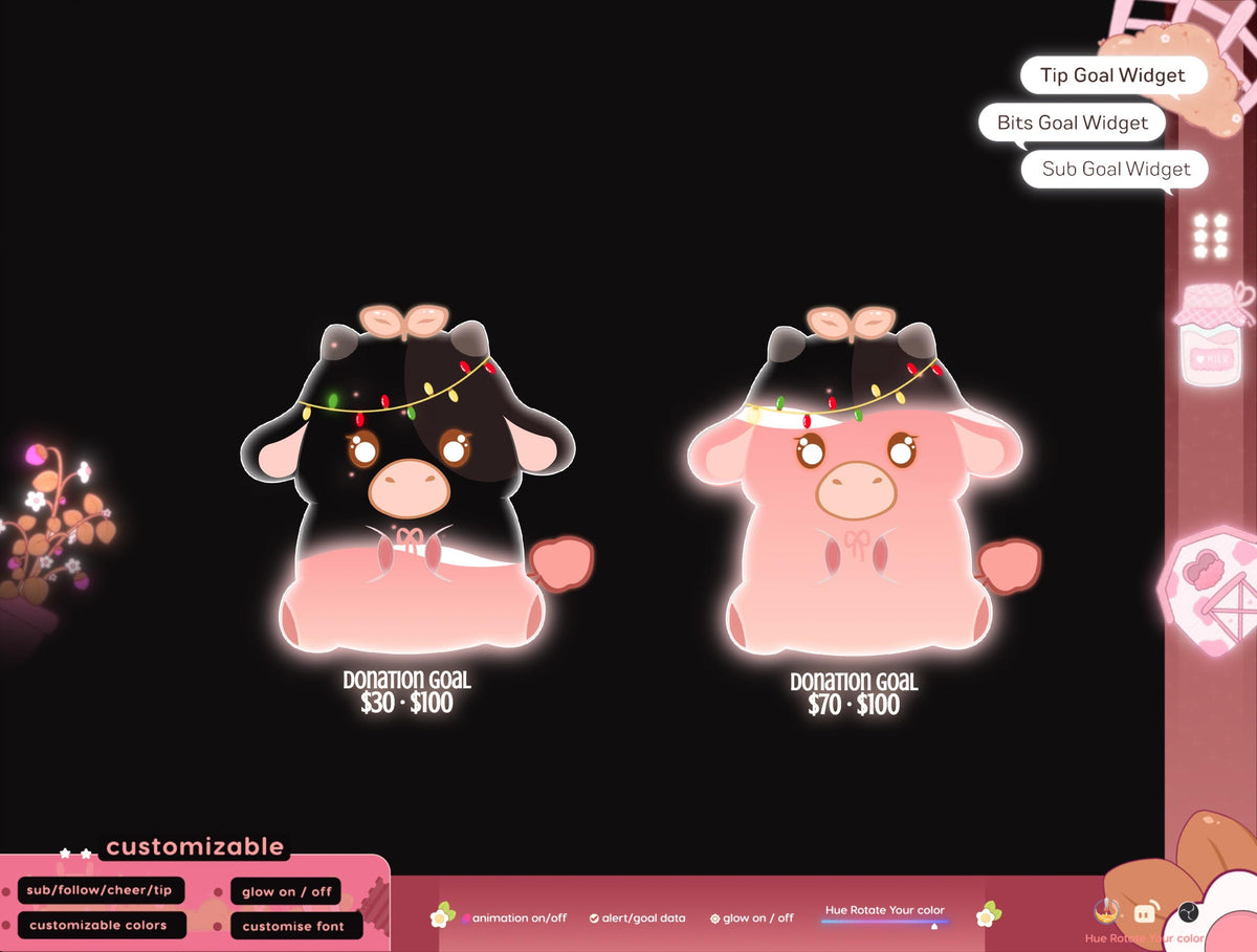 Cow Liquid Filling Goal Widget | Twitch Streamlabs, TikTok Studio, and Streamelements.