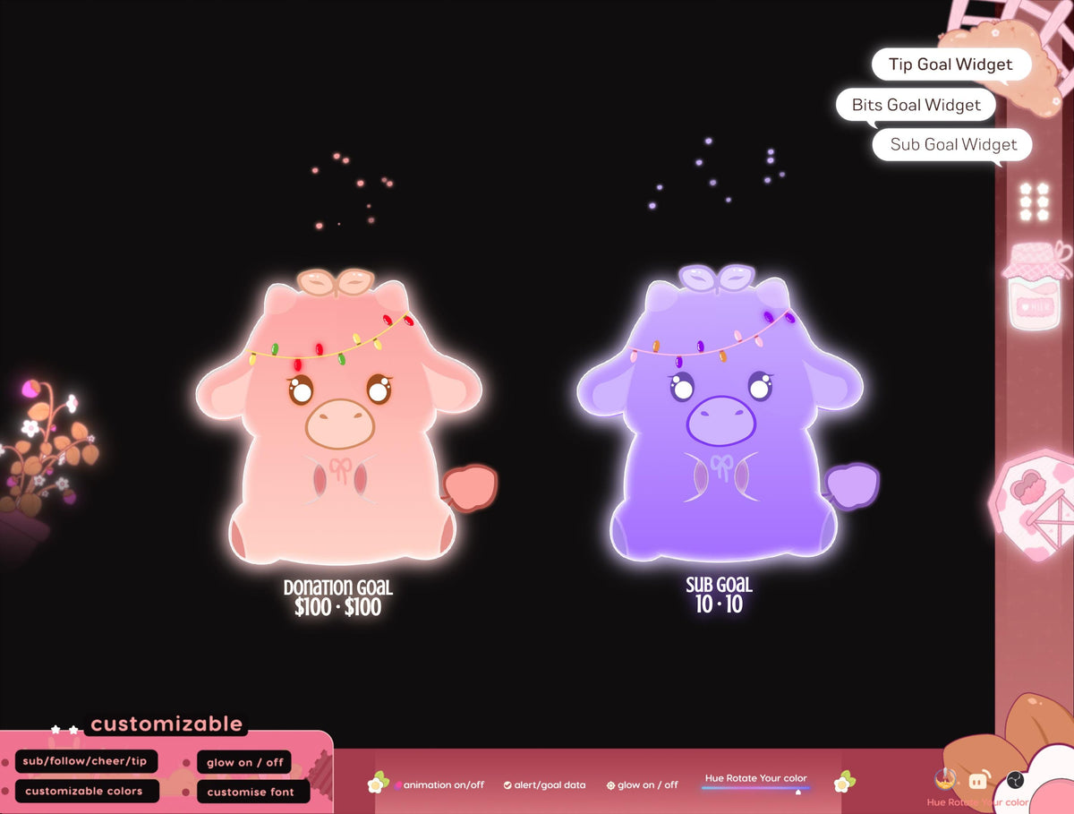 Cow Liquid Filling Goal Widget | Twitch Streamlabs, TikTok Studio, and Streamelements.