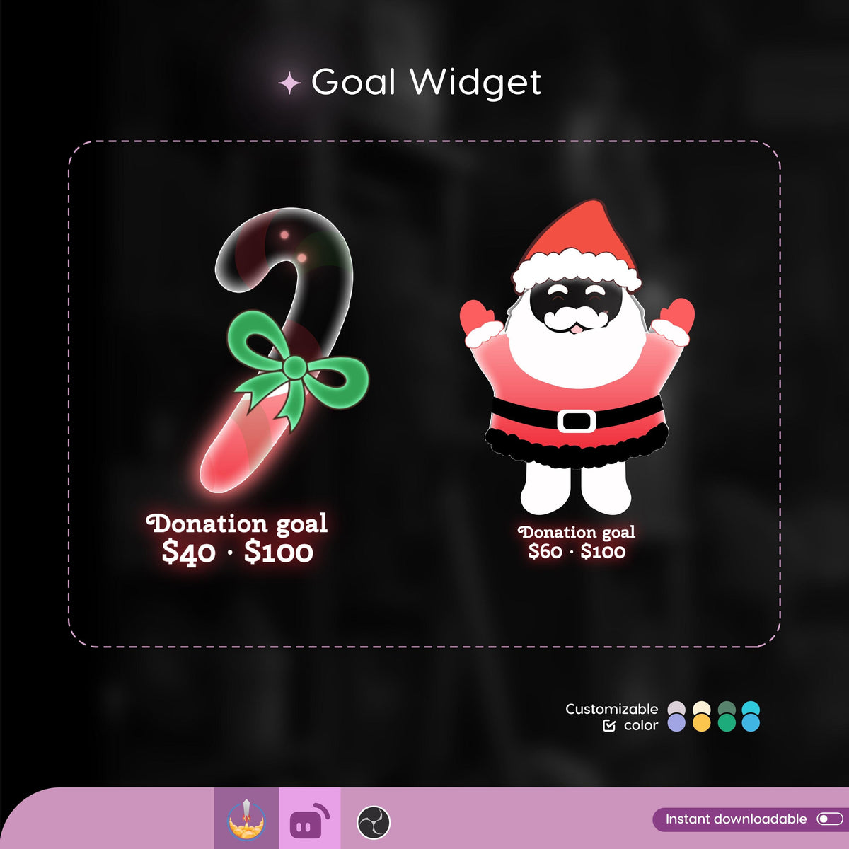 Christmas Stream Goal Widget, Customizable Liquid Fill (Digital Download)