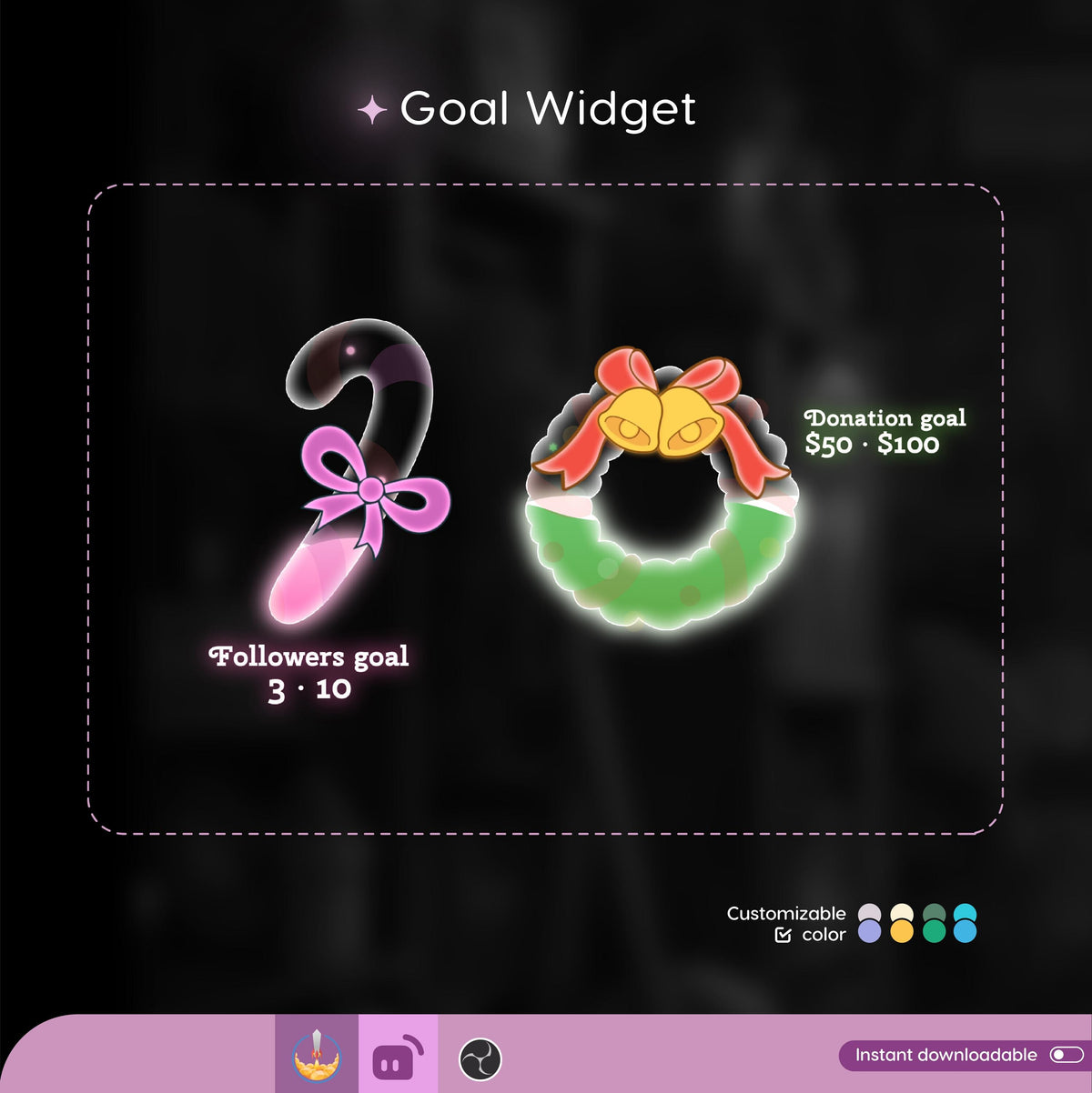 Christmas Stream Goal Widget, Customizable Liquid Fill (Digital Download)