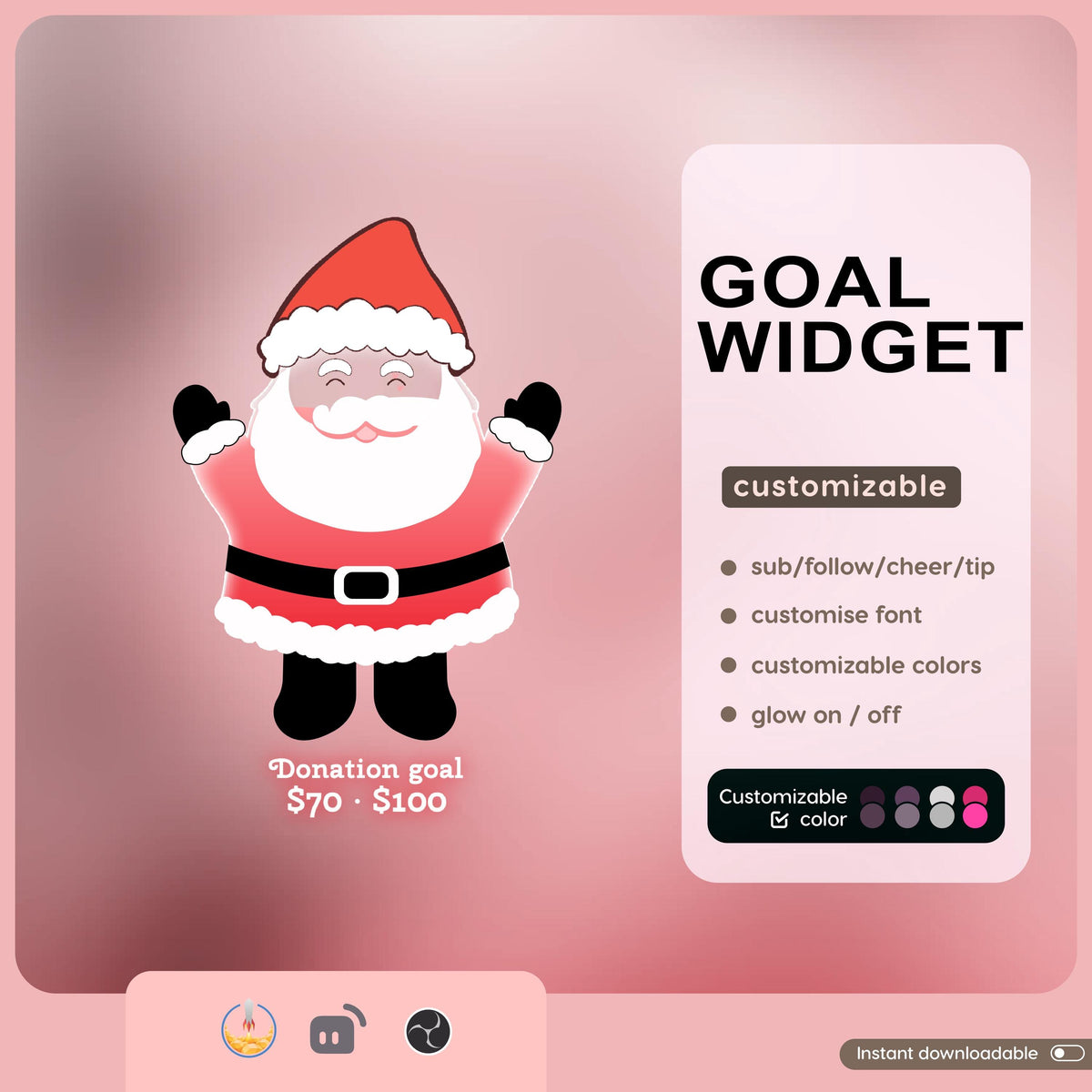Santa Liquid Filling Goal Widget is fully customisable