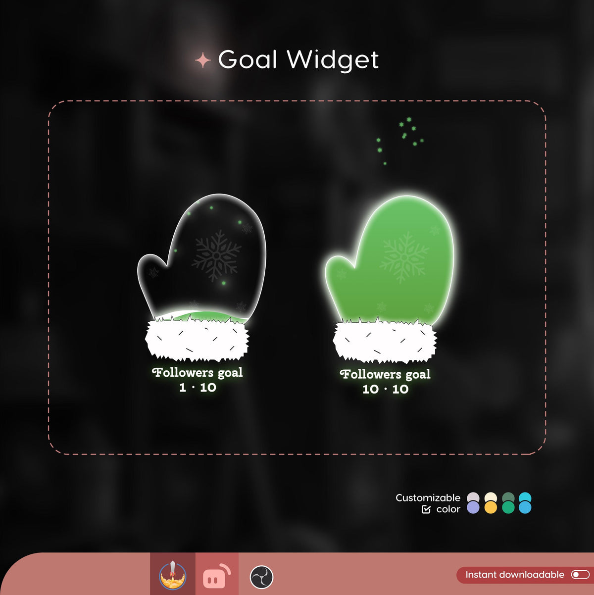 Santa Gloves Goal Widget, Customizable for Twitch, Streamlabs (Digital Download)