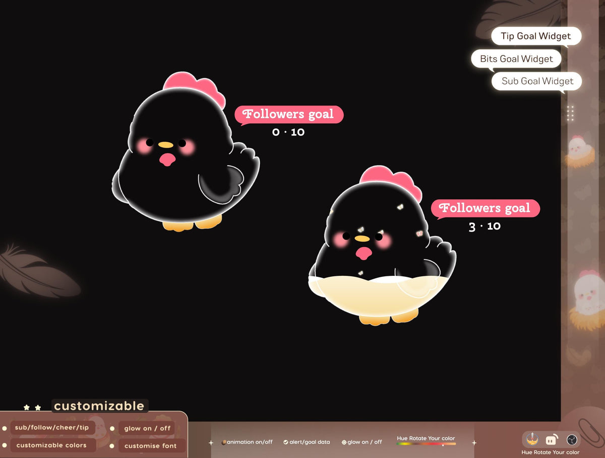 Animated Chicken Goal Widget, Stream Overlay (Digital Download)