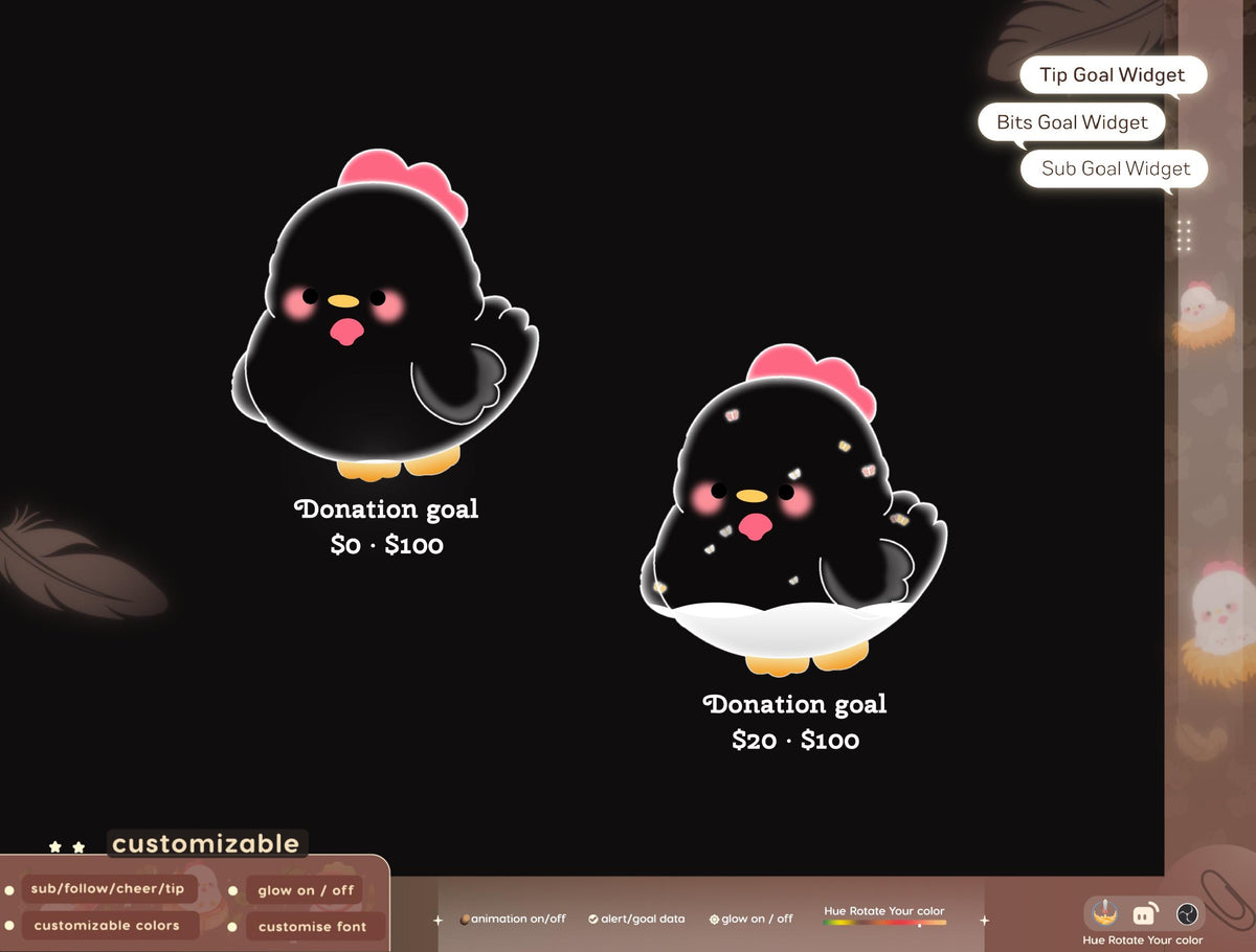 Animated Chicken Goal Widget, Stream Overlay (Digital Download)