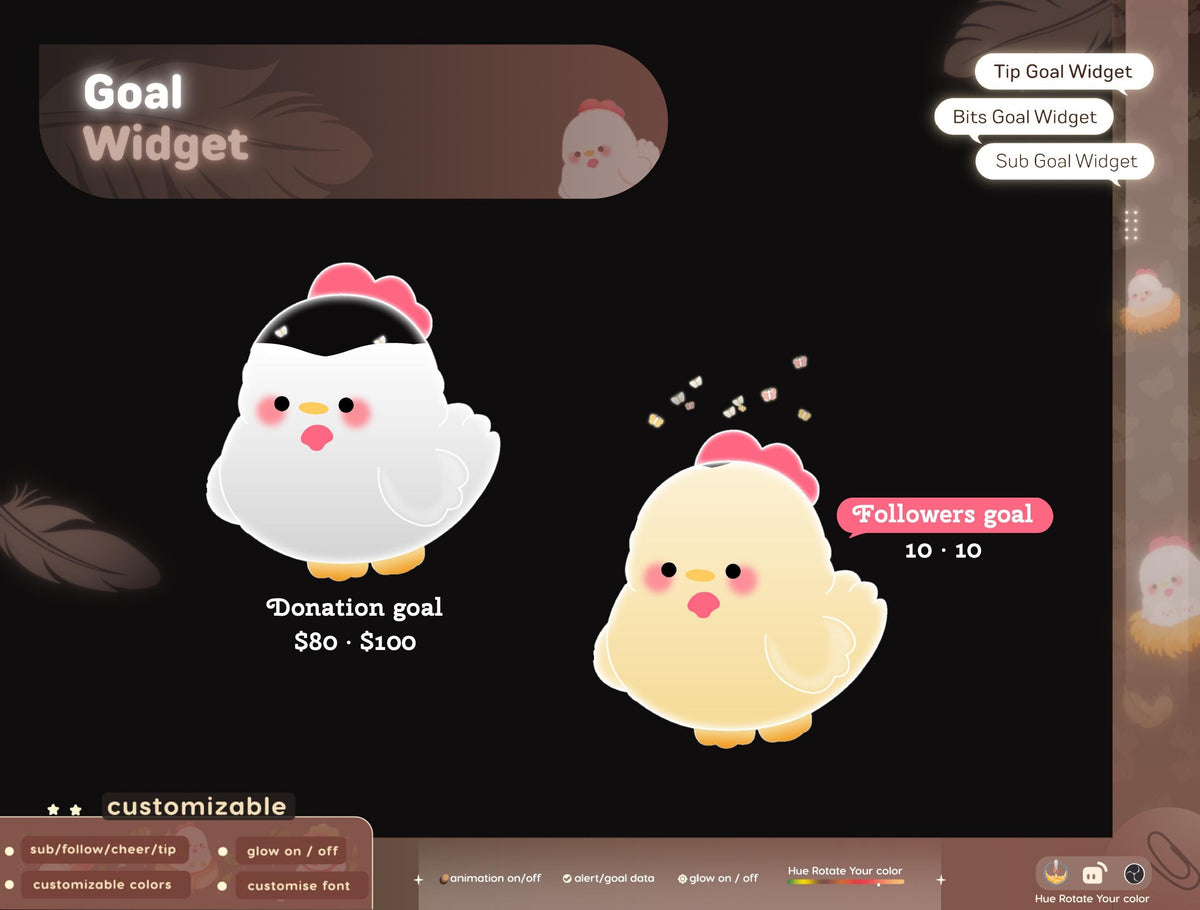 Animated Chicken Goal Widget, Stream Overlay (Digital Download)