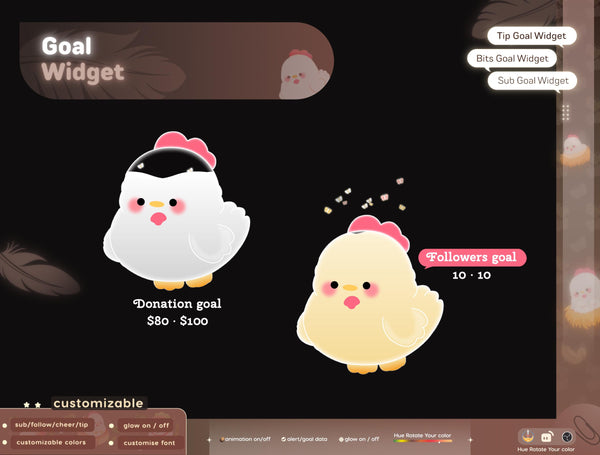 Animated Chicken Goal Widget, Stream Overlay (Digital Download)