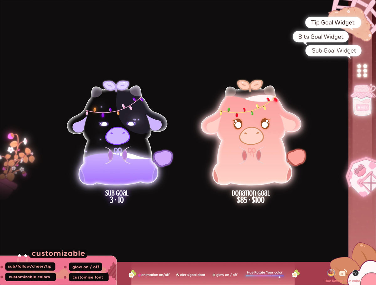 Cow Liquid Filling Goal Widget | Twitch Streamlabs, TikTok Studio, and Streamelements.