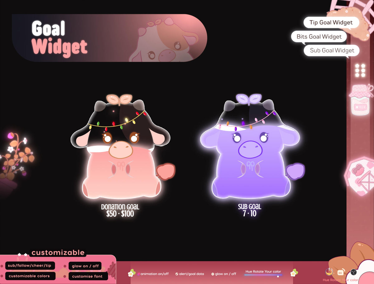 Cow Liquid Filling Goal Widget | Twitch Streamlabs, TikTok Studio, and Streamelements.