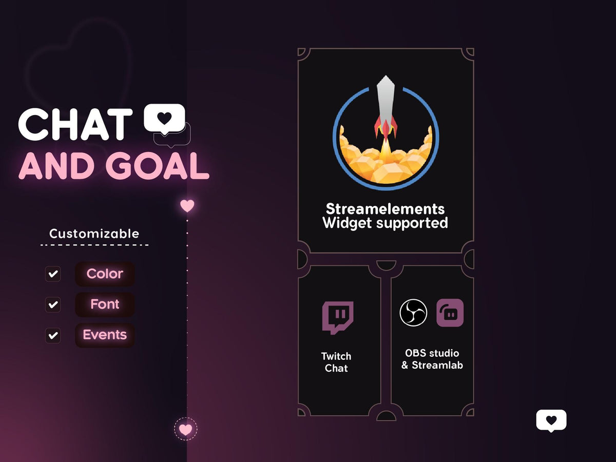Valentine Stream Goal Widget: Customizable Glass Liquid-Filling Design and Animation (StreamElements)