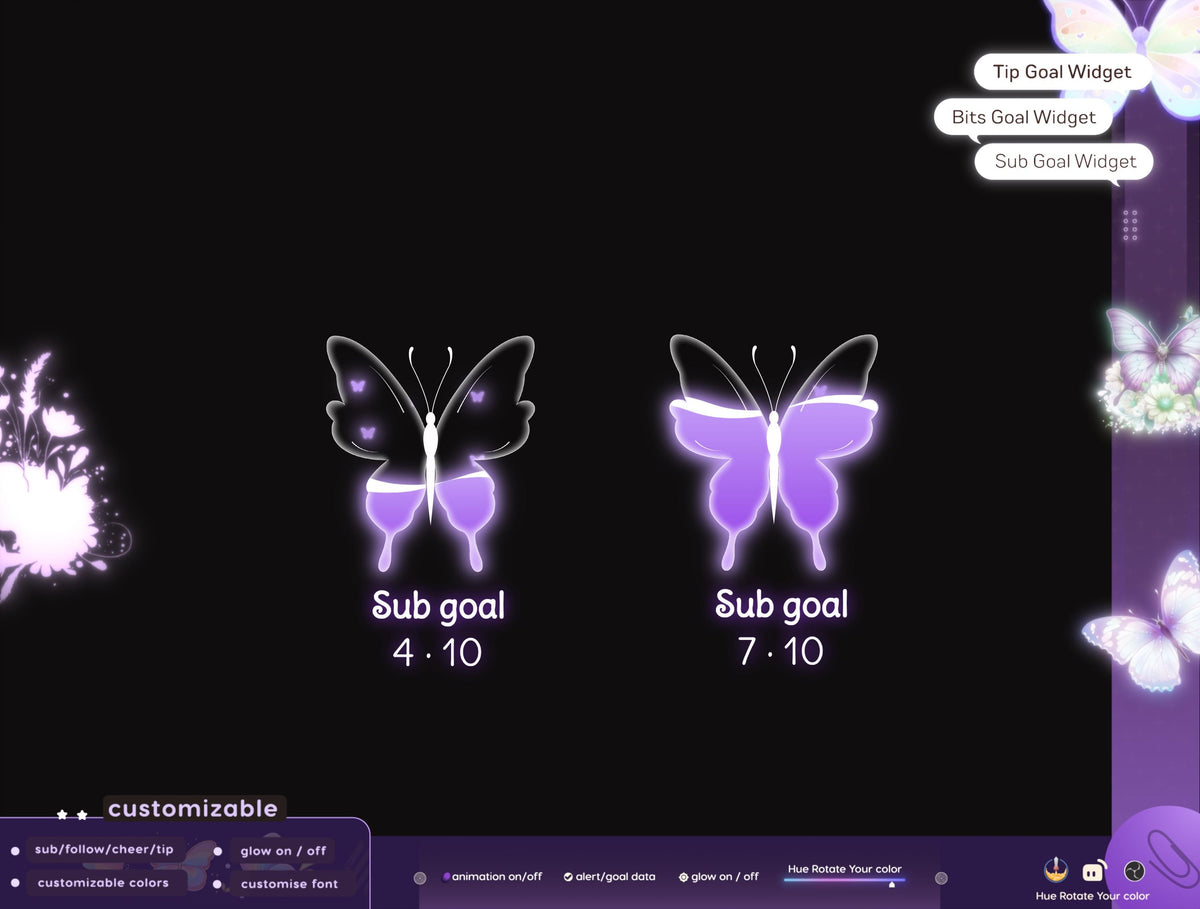 Butterfly Vibe Goal Widget: Custom Stream Overlay (Digital Download)