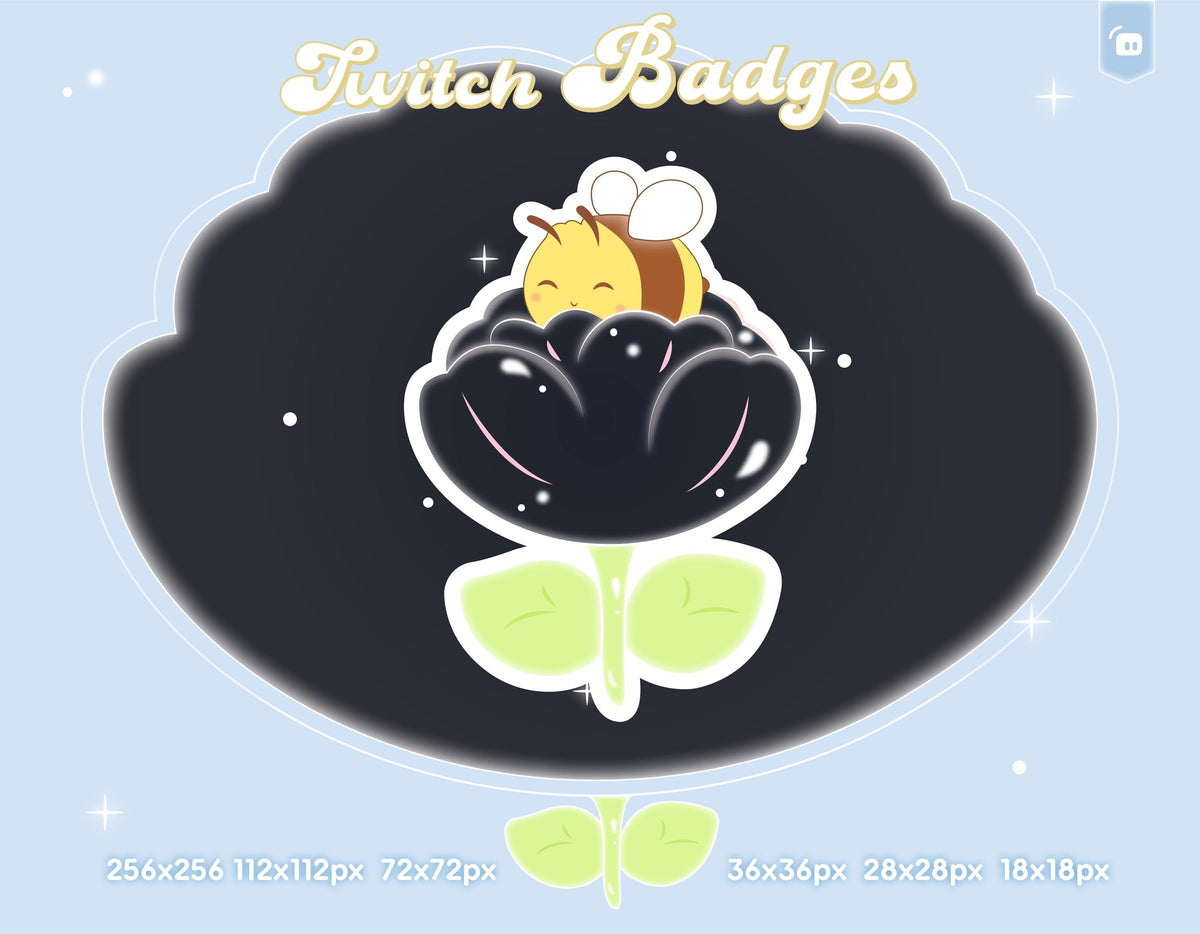Kawaii Tulip Bee Twitch Badges, Streamer Sub Badges (Digital Download