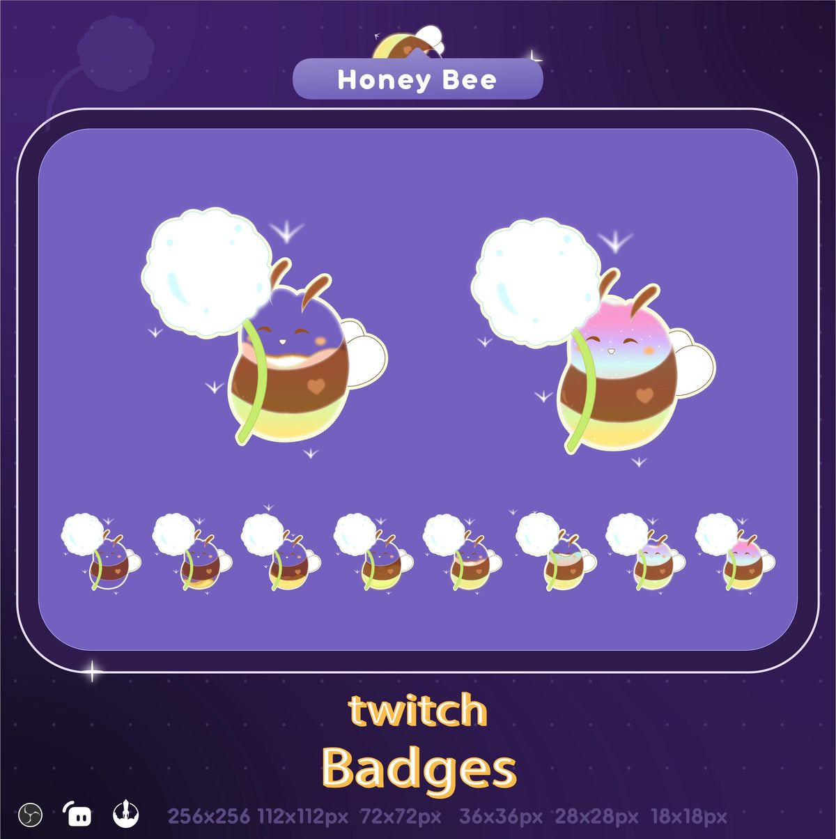 Kawaii Honey Bee Twitch Badges, Liquid Filling (Digital Download)