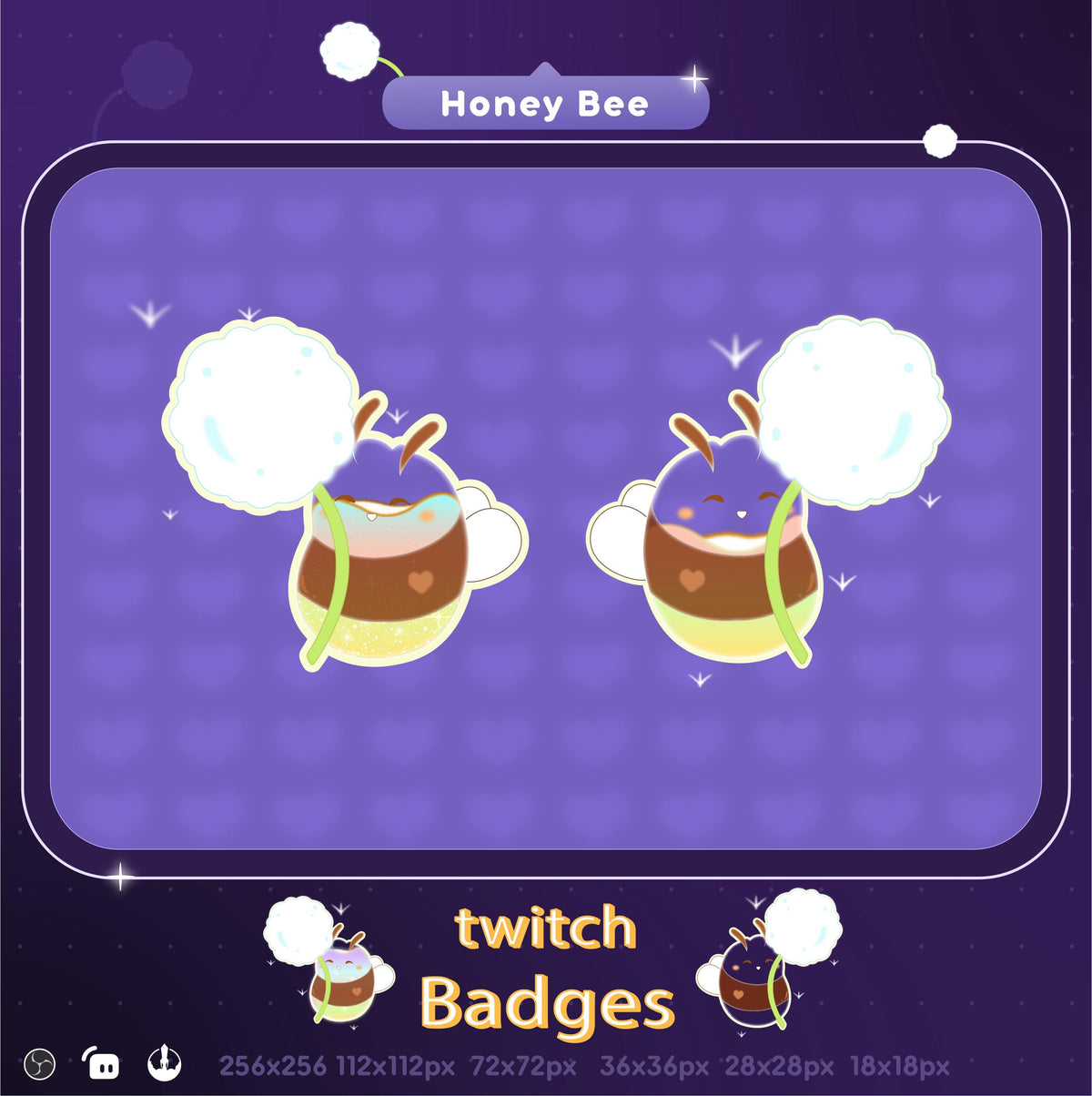 Kawaii Honey Bee Twitch Badges, Liquid Filling (Digital Download)