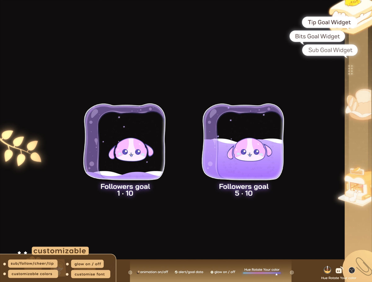 Cute Dog Toast Goal Widget, Animated Stream Overlay (Digital Download)