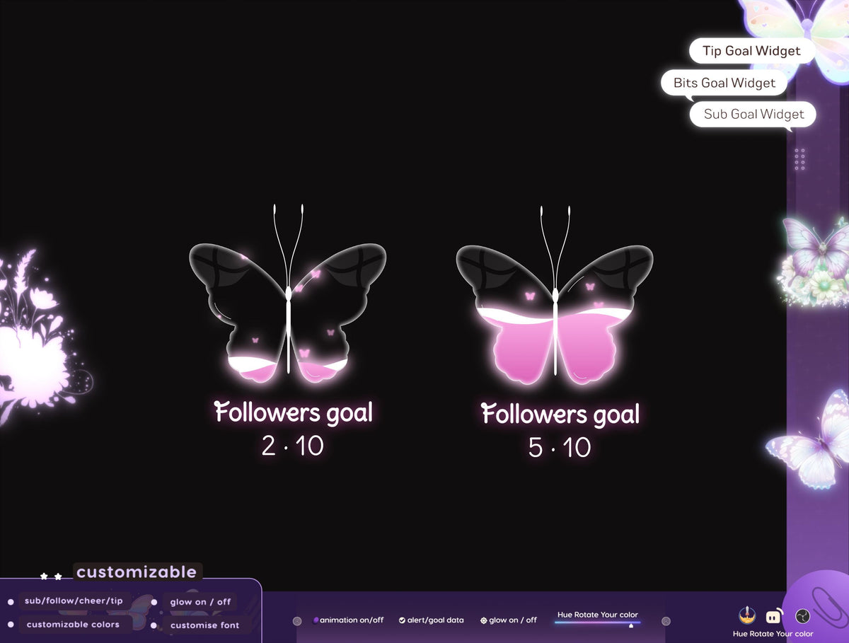 Butterfly Vibe Goal Widget: Custom Stream Overlay (Digital Download)
