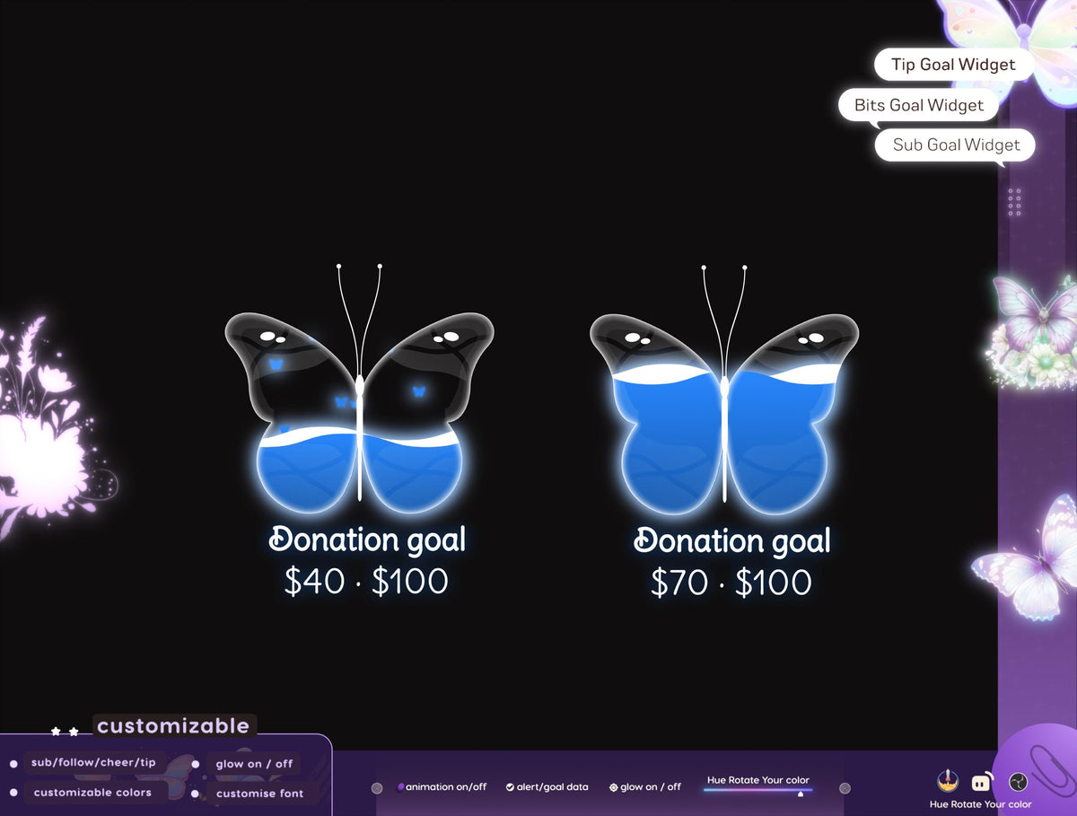 Butterfly Vibe Goal Widget: Custom Stream Overlay (Digital Download)