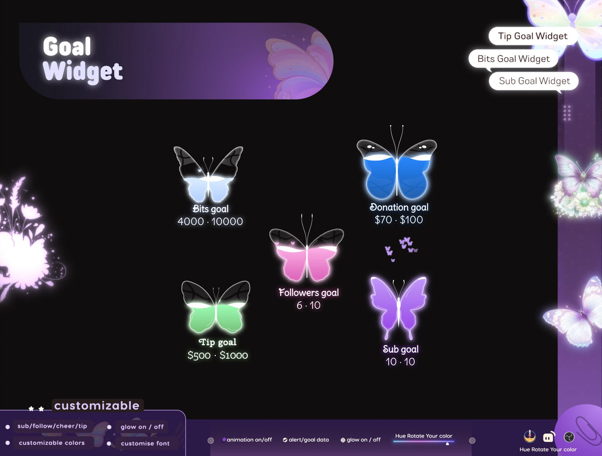 Butterfly Vibe Goal Widget: Custom Stream Overlay (Digital Download)