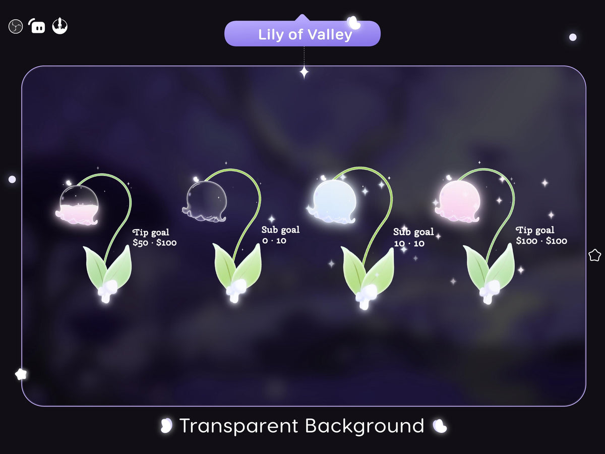 Lily of Valley Stream Goal Widget: Glassy Flower Design