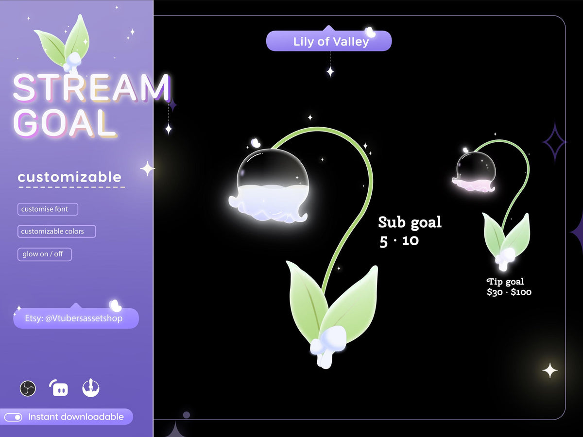 Lily of Valley Stream Goal Widget: Glassy Flower Design