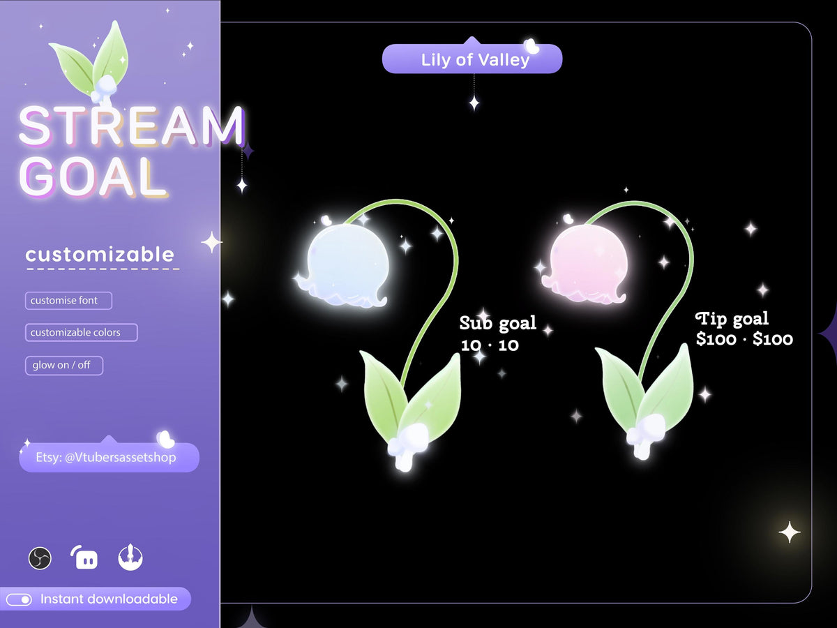 Lily of Valley Stream Goal Widget: Glassy Flower Design