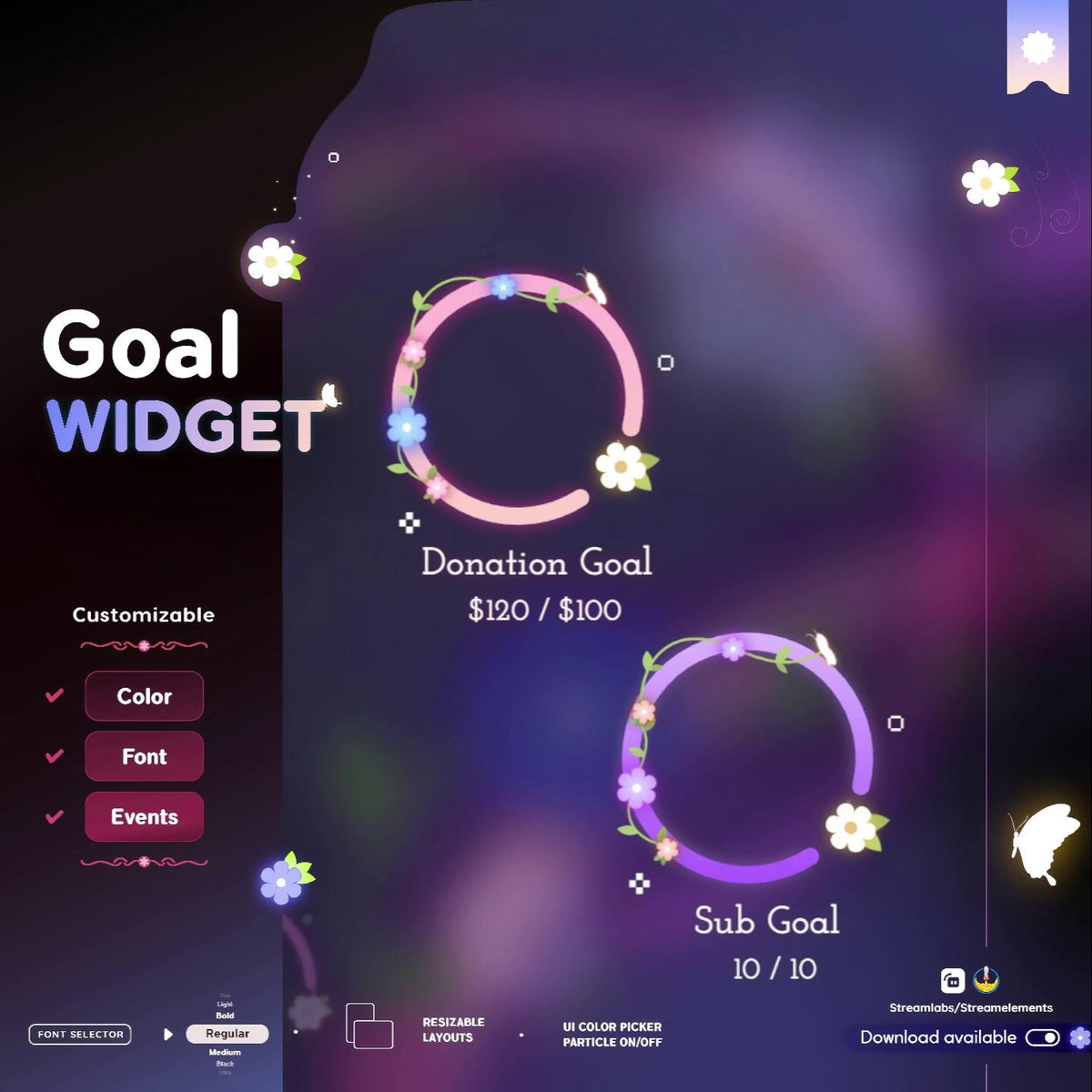 Floral Twitch Goal Widget: Spring Flower Theme - StreamElements