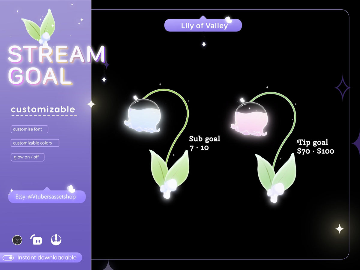 Lily of Valley Stream Goal Widget: Glassy Flower Design