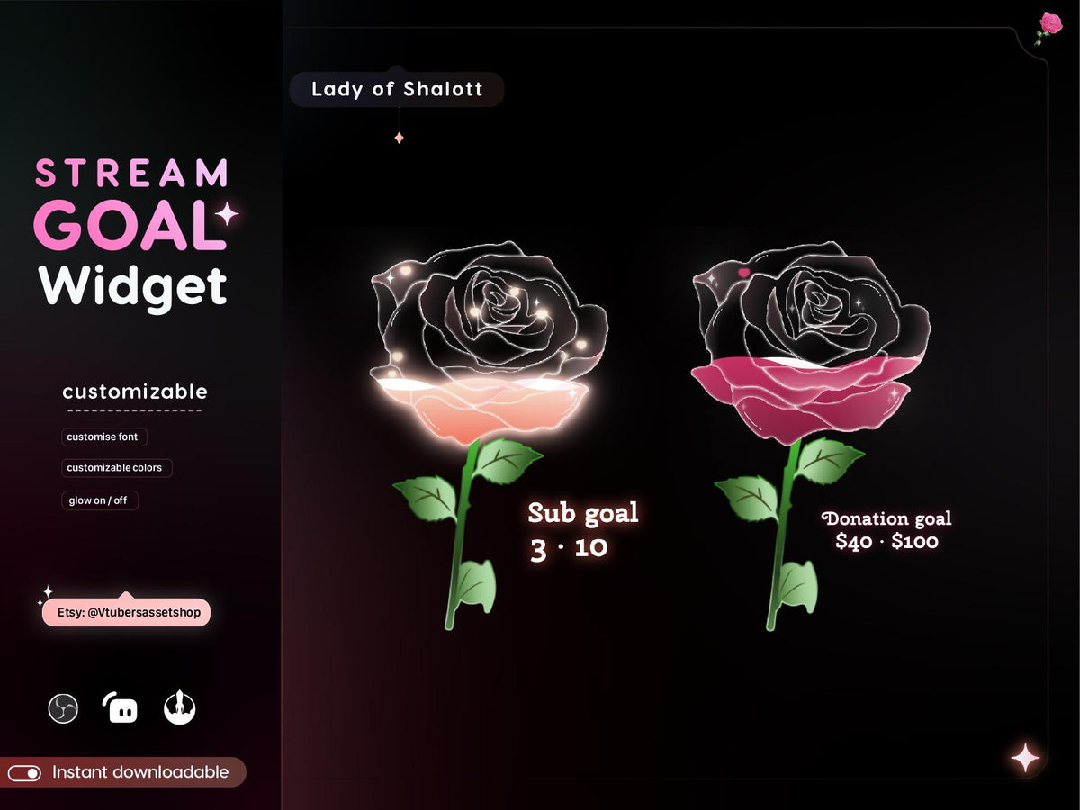 Lady of Shallot Rose Goal Stream Widget - Streamlabs, Streamelements