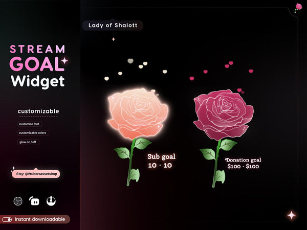 Lady of Shallot Rose Goal Stream Widget - Streamlabs, Streamelements