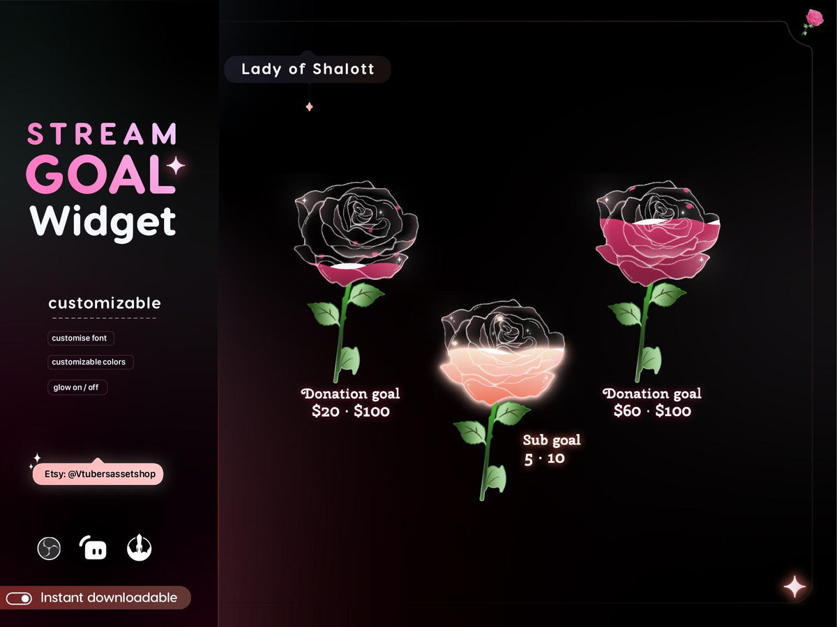 Lady of Shallot Rose Goal Stream Widget - Streamlabs, Streamelements
