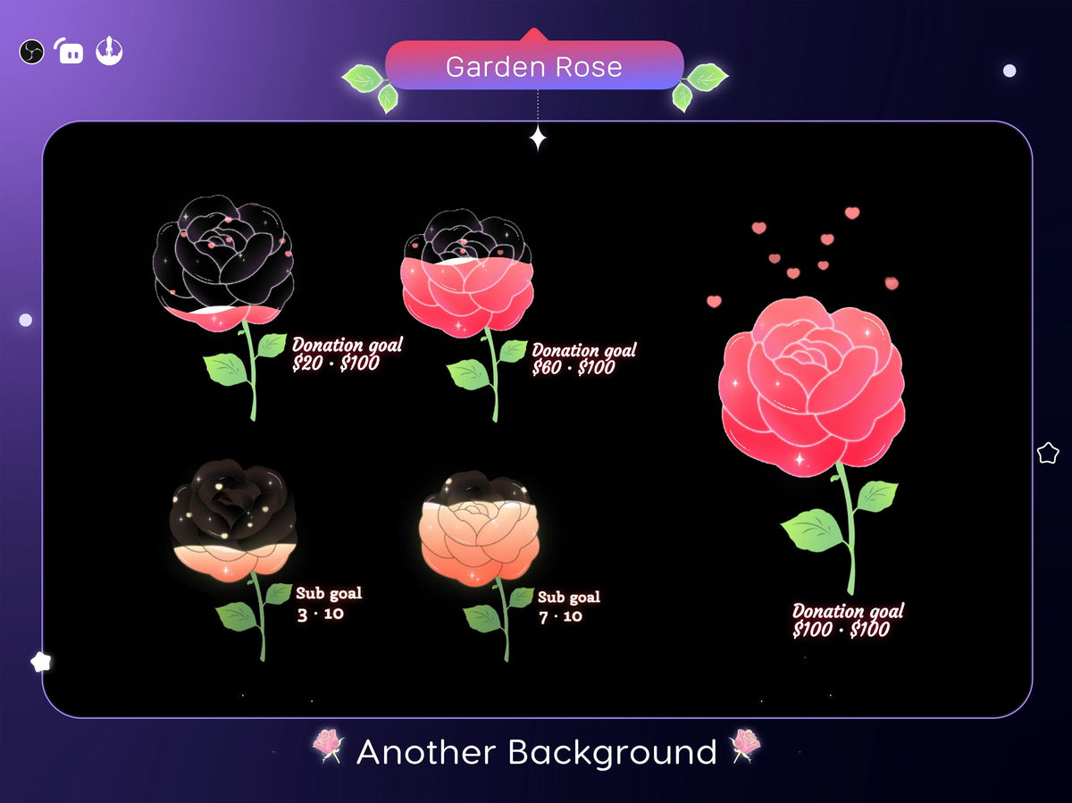 Garden Rose Stream Goal Widget: Streamlabs/Streamelements