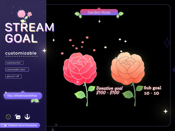Garden Rose Stream Goal Widget: Streamlabs/Streamelements