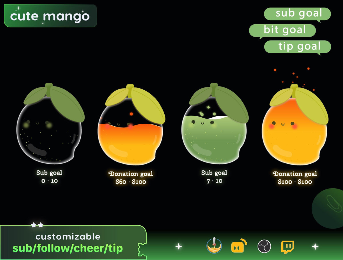 Mango Liquid Goal Widget, Customizable Stream Overlay (Digital Download)