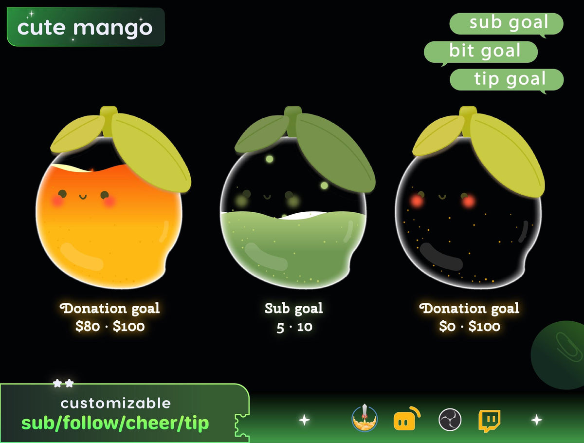Mango Liquid Goal Widget, Customizable Stream Overlay (Digital Download)