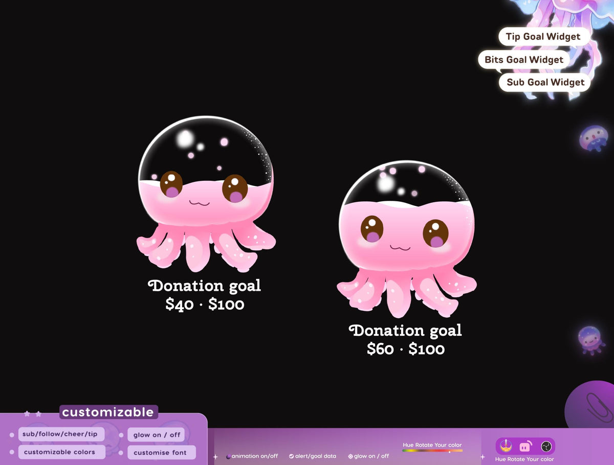 Octopus Liquid Filling Goal Widget | Twitch Streamlabs, TikTok Studio, and StreamElements | Kick OBS VTuber
